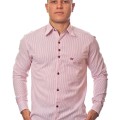 Camisa masculina listrada vinho manga longa de algodão