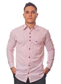 Camisa masculina listrada vinho manga longa de algodão