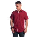 Camisa social masculina de microfibra manga curta com detalhe vinho Camisa social masculina de microfibra manga curta com detalhe vinho