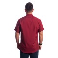 Camisa social masculina de microfibra manga curta com detalhe vinho Camisa social masculina de microfibra manga curta com detalhe vinho