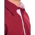 Camisa social masculina de microfibra manga curta com detalhe vinho