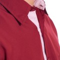 Camisa social masculina de microfibra manga curta com detalhe vinho