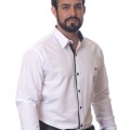 Camisa social masculina de tricoline com detalhe manga longa, branca
