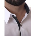 Camisa social masculina de tricoline com detalhe manga longa, branca