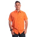 Camisa social masculina de tricoline com detalhe manga curta, laranja