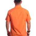 Camisa social masculina de tricoline com detalhe manga curta, laranja