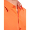 Camisa social masculina de tricoline com detalhe manga curta, laranja