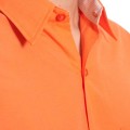 Camisa social masculina de tricoline com detalhe manga curta, laranja