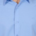 Camisa social masculina de tricoline detalhe manga curta, azul