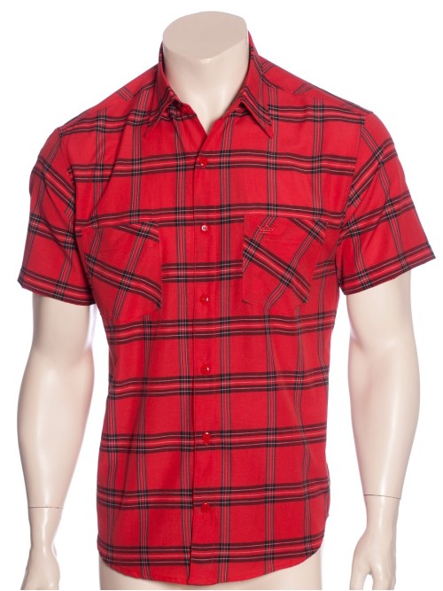 Camisa xadrez vermelha com linhas masculinas manga curta Camisa xadrez vermelha com linhas masculinas manga curta