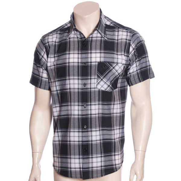 Camisa xadrez preta masculina manga curta
