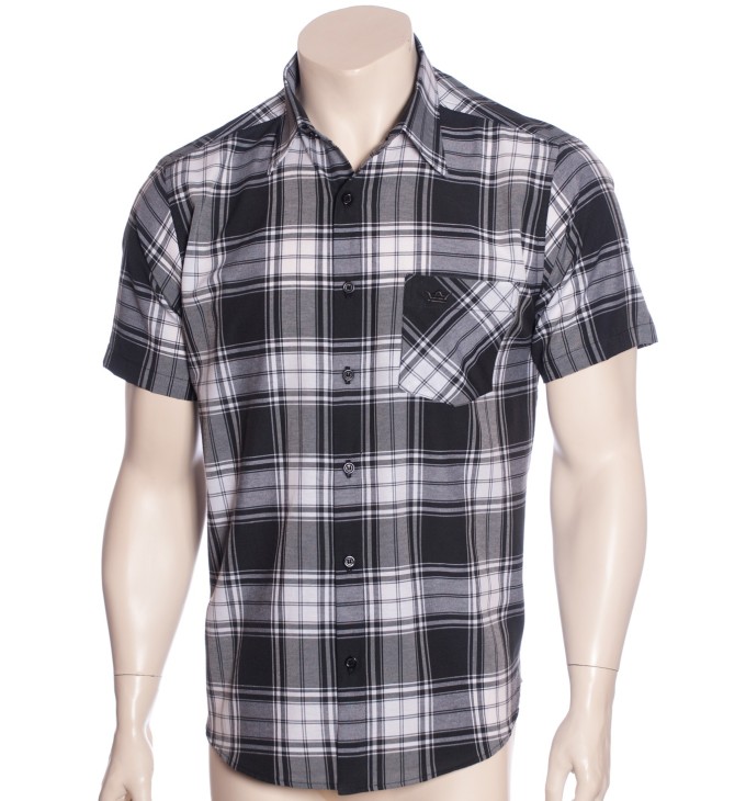 Camisa xadrez preta masculina manga curta Camisa xadrez preta masculina manga curta