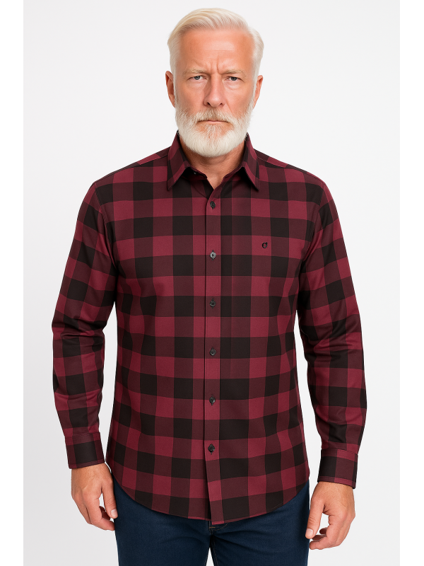 Camisa Xadrez Vermelha e Preta Manga Longa Camisa Xadrez Vermelha e Preta Manga Longa