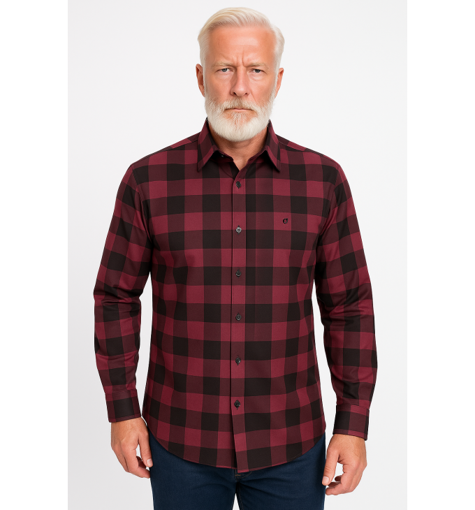 Camisa Xadrez Vermelha e Preta Manga Longa Camisa Xadrez Vermelha e Preta Manga Longa