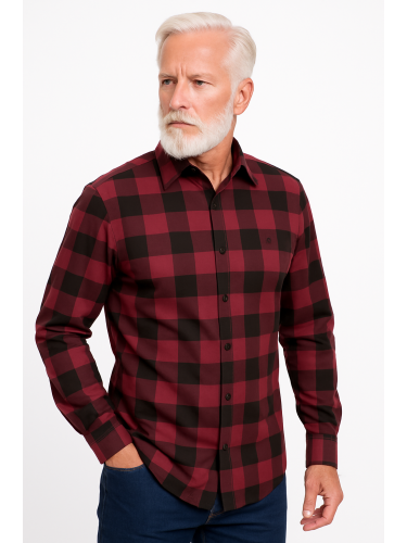 Camisa Xadrez Vermelha e Preta Manga Longa