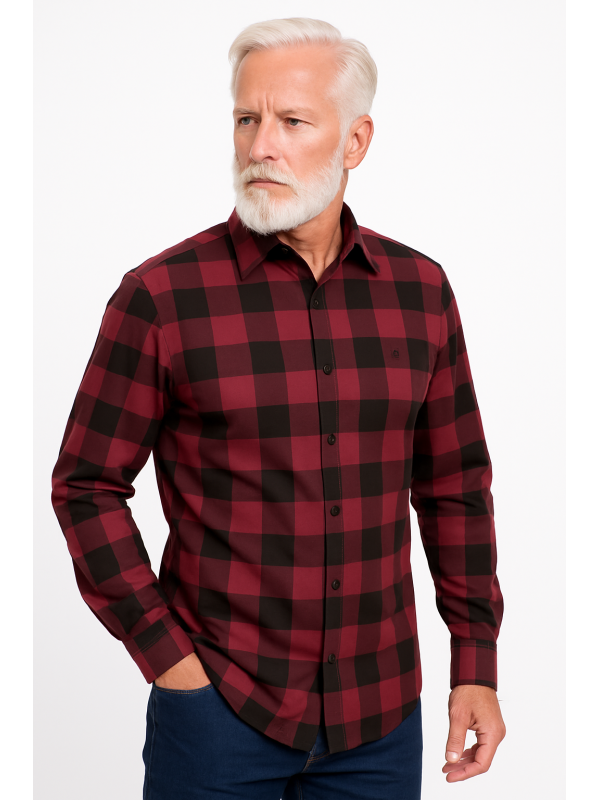 Camisa Xadrez Vermelha e Preta Manga Longa Camisa Xadrez Vermelha e Preta Manga Longa