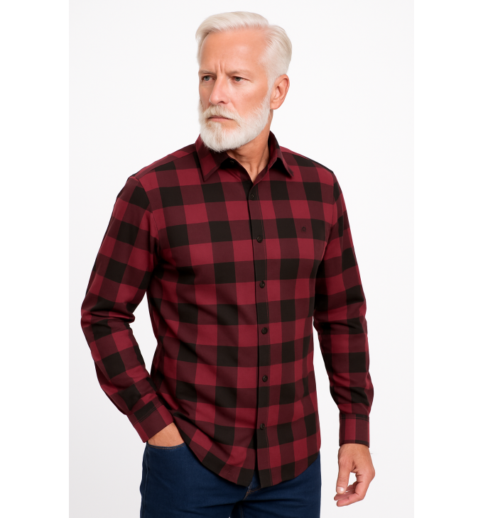 Camisa Xadrez Vermelha e Preta Manga Longa Camisa Xadrez Vermelha e Preta Manga Longa