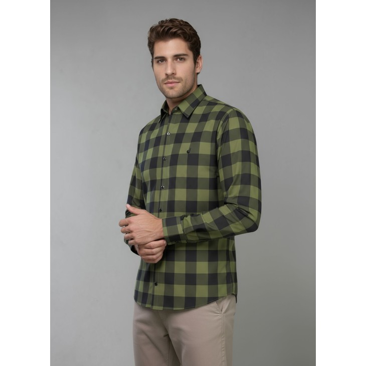 Camisa Xadrez Verde e Preta Manga Longa