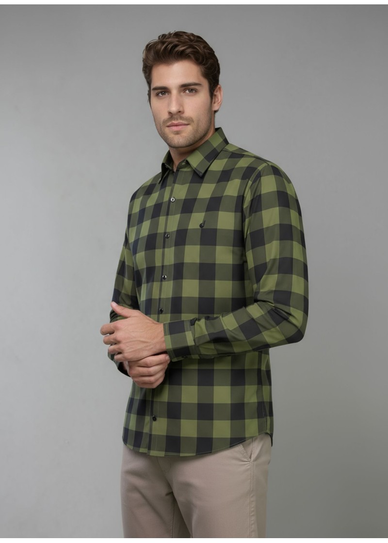 Camisa Xadrez Verde e Preta Manga Longa
