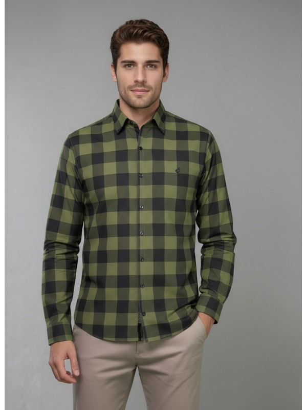 Camisa Xadrez Verde e Preta Manga Longa Camisa Xadrez Verde e Preta Manga Longa