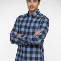Camisa Xadrez Azul e Preta Manga Longa
