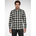 Camisa Xadrez Bege e Preta Manga Longa Camisa Xadrez Bege e Preta Manga Longa