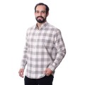 Camisa xadrez masculina cinza e branca