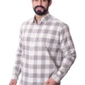 Camisa xadrez masculina cinza e branca