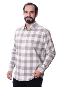 Camisa xadrez masculina cinza e branca