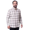 Camisa xadrez masculina cinza e branca