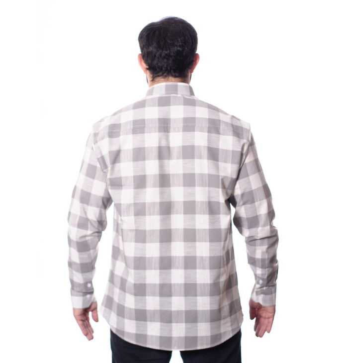 Camisa xadrez masculina cinza e branca Camisa xadrez masculina cinza e branca
