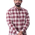 Camisa xadrez masculina vinho e branca