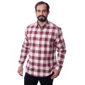 Camisa xadrez masculina vinho e branca