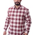 Camisa xadrez masculina vinho e branca