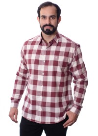 Camisa xadrez masculina vinho e branca