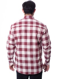 Camisa xadrez masculina vinho e branca