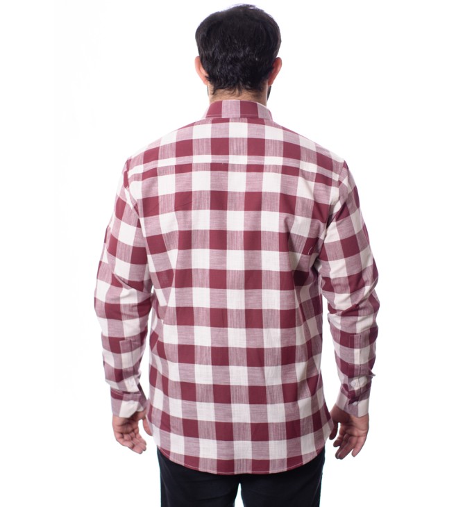 Camisa xadrez masculina vinho e branca Camisa xadrez masculina vinho e branca