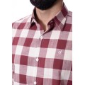 Camisa xadrez masculina vinho e branca