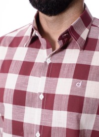 Camisa xadrez masculina vinho e branca
