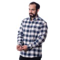 Camisa xadrez masculina marinho e branca