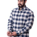 Camisa xadrez masculina marinho e branca