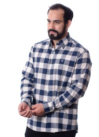 Camisa xadrez masculina marinho e branca