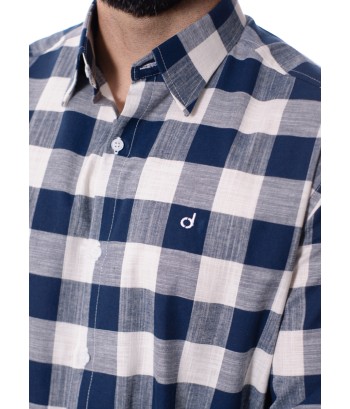 Camisa xadrez masculina marinho e branca