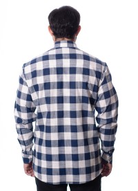 Camisa xadrez masculina marinho e branca
