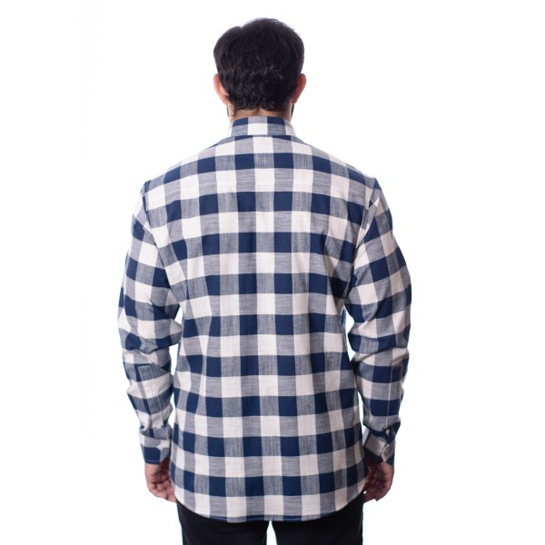 Camisa xadrez masculina marinho e branca