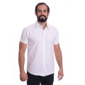 Camisa social branca masculina de tricoline manga curta