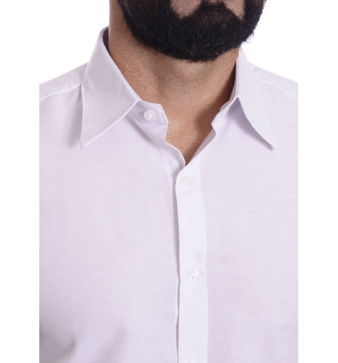 Camisa social branca masculina de tricoline manga curta Camisa social branca masculina de tricoline manga curta