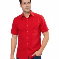 Camisa social vermelha de tricoline manga curta