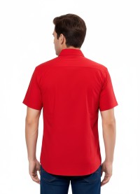 Camisa social vermelha de tricoline manga curta