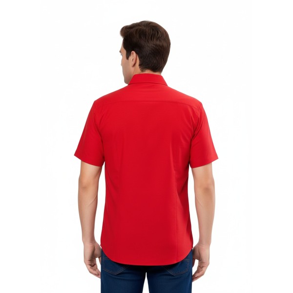 Camisa social vermelha de tricoline manga curta